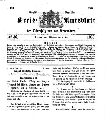 Königlich-bayerisches Kreis-Amtsblatt der Oberpfalz und von Regensburg (Königlich bayerisches Intelligenzblatt für die Oberpfalz und von Regensburg) Mittwoch 3. Juni 1863