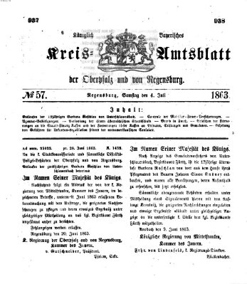 Königlich-bayerisches Kreis-Amtsblatt der Oberpfalz und von Regensburg (Königlich bayerisches Intelligenzblatt für die Oberpfalz und von Regensburg) Samstag 4. Juli 1863