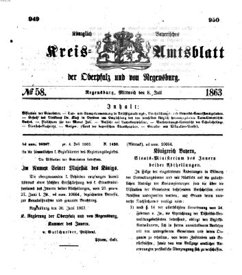 Königlich-bayerisches Kreis-Amtsblatt der Oberpfalz und von Regensburg (Königlich bayerisches Intelligenzblatt für die Oberpfalz und von Regensburg) Mittwoch 8. Juli 1863