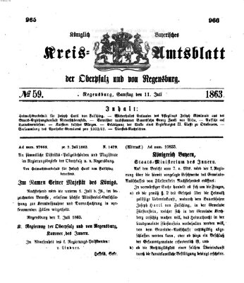 Königlich-bayerisches Kreis-Amtsblatt der Oberpfalz und von Regensburg (Königlich bayerisches Intelligenzblatt für die Oberpfalz und von Regensburg) Samstag 11. Juli 1863