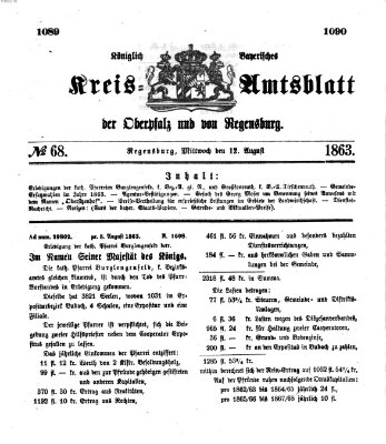 Königlich-bayerisches Kreis-Amtsblatt der Oberpfalz und von Regensburg (Königlich bayerisches Intelligenzblatt für die Oberpfalz und von Regensburg) Mittwoch 12. August 1863