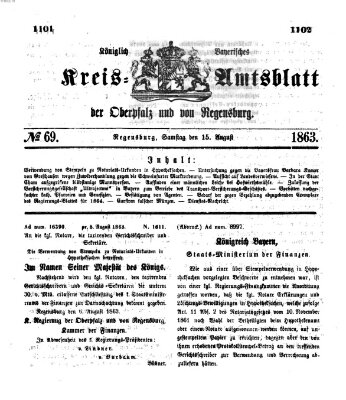 Königlich-bayerisches Kreis-Amtsblatt der Oberpfalz und von Regensburg (Königlich bayerisches Intelligenzblatt für die Oberpfalz und von Regensburg) Samstag 15. August 1863