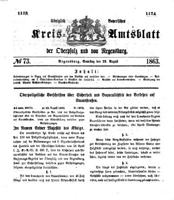 Königlich-bayerisches Kreis-Amtsblatt der Oberpfalz und von Regensburg (Königlich bayerisches Intelligenzblatt für die Oberpfalz und von Regensburg) Samstag 29. August 1863