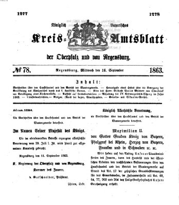 Königlich-bayerisches Kreis-Amtsblatt der Oberpfalz und von Regensburg (Königlich bayerisches Intelligenzblatt für die Oberpfalz und von Regensburg) Mittwoch 16. September 1863