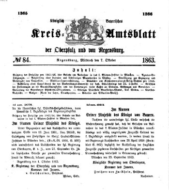 Königlich-bayerisches Kreis-Amtsblatt der Oberpfalz und von Regensburg (Königlich bayerisches Intelligenzblatt für die Oberpfalz und von Regensburg) Mittwoch 7. Oktober 1863