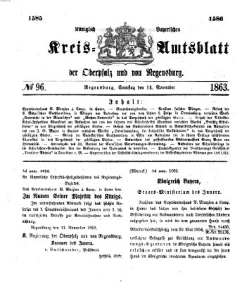 Königlich-bayerisches Kreis-Amtsblatt der Oberpfalz und von Regensburg (Königlich bayerisches Intelligenzblatt für die Oberpfalz und von Regensburg) Samstag 14. November 1863