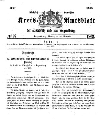 Königlich-bayerisches Kreis-Amtsblatt der Oberpfalz und von Regensburg (Königlich bayerisches Intelligenzblatt für die Oberpfalz und von Regensburg) Montag 16. November 1863