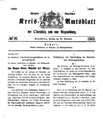 Königlich-bayerisches Kreis-Amtsblatt der Oberpfalz und von Regensburg (Königlich bayerisches Intelligenzblatt für die Oberpfalz und von Regensburg) Freitag 20. November 1863