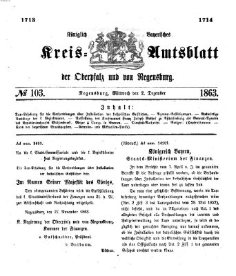 Königlich-bayerisches Kreis-Amtsblatt der Oberpfalz und von Regensburg (Königlich bayerisches Intelligenzblatt für die Oberpfalz und von Regensburg) Mittwoch 2. Dezember 1863