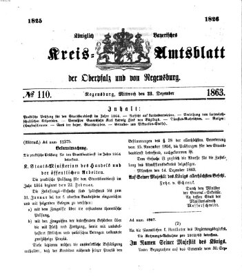 Königlich-bayerisches Kreis-Amtsblatt der Oberpfalz und von Regensburg (Königlich bayerisches Intelligenzblatt für die Oberpfalz und von Regensburg) Mittwoch 23. Dezember 1863