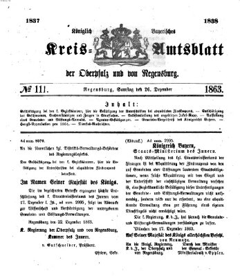 Königlich-bayerisches Kreis-Amtsblatt der Oberpfalz und von Regensburg (Königlich bayerisches Intelligenzblatt für die Oberpfalz und von Regensburg) Samstag 26. Dezember 1863