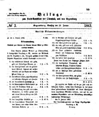 Königlich-bayerisches Kreis-Amtsblatt der Oberpfalz und von Regensburg (Königlich bayerisches Intelligenzblatt für die Oberpfalz und von Regensburg) Samstag 10. Januar 1863