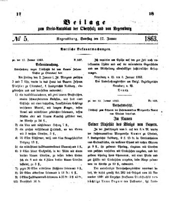 Königlich-bayerisches Kreis-Amtsblatt der Oberpfalz und von Regensburg (Königlich bayerisches Intelligenzblatt für die Oberpfalz und von Regensburg) Samstag 17. Januar 1863