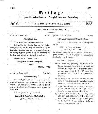 Königlich-bayerisches Kreis-Amtsblatt der Oberpfalz und von Regensburg (Königlich bayerisches Intelligenzblatt für die Oberpfalz und von Regensburg) Mittwoch 21. Januar 1863