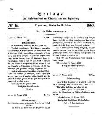 Königlich-bayerisches Kreis-Amtsblatt der Oberpfalz und von Regensburg (Königlich bayerisches Intelligenzblatt für die Oberpfalz und von Regensburg) Samstag 21. Februar 1863