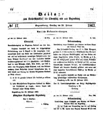 Königlich-bayerisches Kreis-Amtsblatt der Oberpfalz und von Regensburg (Königlich bayerisches Intelligenzblatt für die Oberpfalz und von Regensburg) Samstag 28. Februar 1863