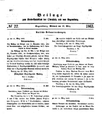 Königlich-bayerisches Kreis-Amtsblatt der Oberpfalz und von Regensburg (Königlich bayerisches Intelligenzblatt für die Oberpfalz und von Regensburg) Mittwoch 18. März 1863