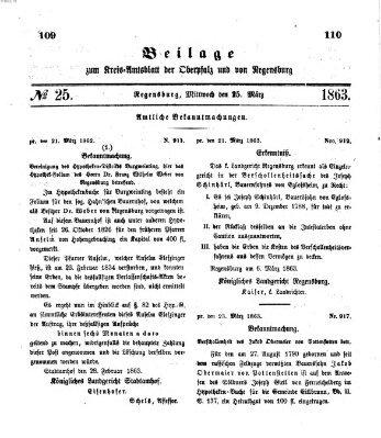 Königlich-bayerisches Kreis-Amtsblatt der Oberpfalz und von Regensburg (Königlich bayerisches Intelligenzblatt für die Oberpfalz und von Regensburg) Mittwoch 25. März 1863