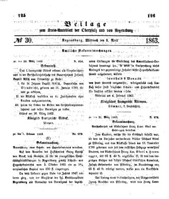 Königlich-bayerisches Kreis-Amtsblatt der Oberpfalz und von Regensburg (Königlich bayerisches Intelligenzblatt für die Oberpfalz und von Regensburg) Mittwoch 8. April 1863