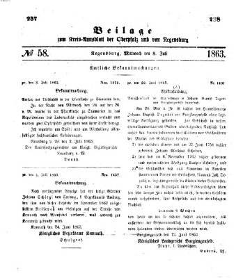 Königlich-bayerisches Kreis-Amtsblatt der Oberpfalz und von Regensburg (Königlich bayerisches Intelligenzblatt für die Oberpfalz und von Regensburg) Mittwoch 8. Juli 1863