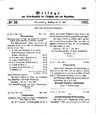 Königlich-bayerisches Kreis-Amtsblatt der Oberpfalz und von Regensburg (Königlich bayerisches Intelligenzblatt für die Oberpfalz und von Regensburg) Samstag 11. Juli 1863