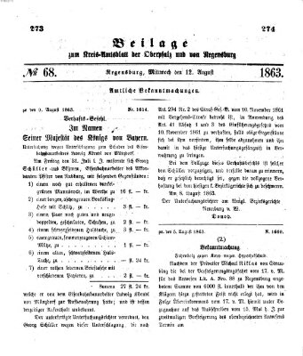 Königlich-bayerisches Kreis-Amtsblatt der Oberpfalz und von Regensburg (Königlich bayerisches Intelligenzblatt für die Oberpfalz und von Regensburg) Mittwoch 12. August 1863