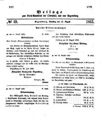 Königlich-bayerisches Kreis-Amtsblatt der Oberpfalz und von Regensburg (Königlich bayerisches Intelligenzblatt für die Oberpfalz und von Regensburg) Samstag 15. August 1863