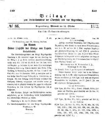 Königlich-bayerisches Kreis-Amtsblatt der Oberpfalz und von Regensburg (Königlich bayerisches Intelligenzblatt für die Oberpfalz und von Regensburg) Mittwoch 14. Oktober 1863