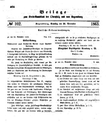 Königlich-bayerisches Kreis-Amtsblatt der Oberpfalz und von Regensburg (Königlich bayerisches Intelligenzblatt für die Oberpfalz und von Regensburg) Samstag 28. November 1863