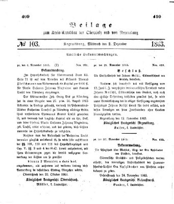 Königlich-bayerisches Kreis-Amtsblatt der Oberpfalz und von Regensburg (Königlich bayerisches Intelligenzblatt für die Oberpfalz und von Regensburg) Mittwoch 2. Dezember 1863