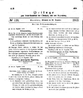 Königlich-bayerisches Kreis-Amtsblatt der Oberpfalz und von Regensburg (Königlich bayerisches Intelligenzblatt für die Oberpfalz und von Regensburg) Mittwoch 23. Dezember 1863