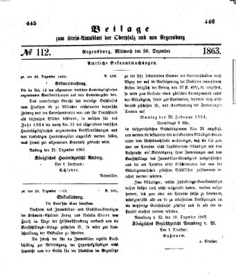 Königlich-bayerisches Kreis-Amtsblatt der Oberpfalz und von Regensburg (Königlich bayerisches Intelligenzblatt für die Oberpfalz und von Regensburg) Mittwoch 30. Dezember 1863