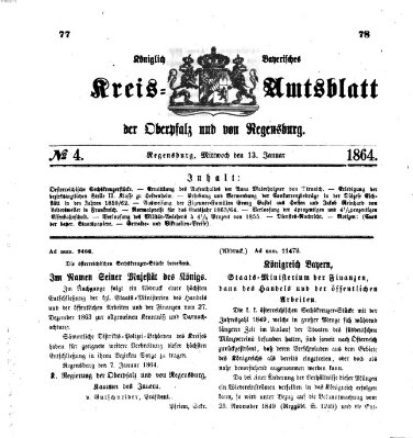 Königlich-bayerisches Kreis-Amtsblatt der Oberpfalz und von Regensburg (Königlich bayerisches Intelligenzblatt für die Oberpfalz und von Regensburg) Mittwoch 13. Januar 1864