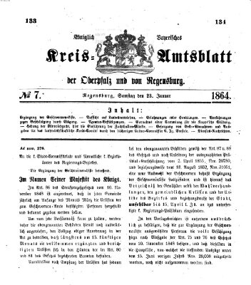 Königlich-bayerisches Kreis-Amtsblatt der Oberpfalz und von Regensburg (Königlich bayerisches Intelligenzblatt für die Oberpfalz und von Regensburg) Samstag 23. Januar 1864