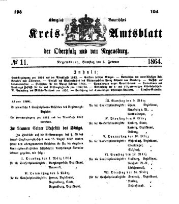 Königlich-bayerisches Kreis-Amtsblatt der Oberpfalz und von Regensburg (Königlich bayerisches Intelligenzblatt für die Oberpfalz und von Regensburg) Samstag 6. Februar 1864