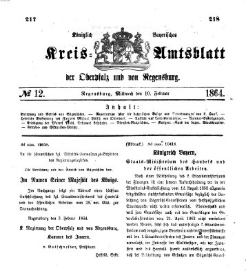 Königlich-bayerisches Kreis-Amtsblatt der Oberpfalz und von Regensburg (Königlich bayerisches Intelligenzblatt für die Oberpfalz und von Regensburg) Mittwoch 10. Februar 1864