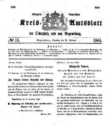 Königlich-bayerisches Kreis-Amtsblatt der Oberpfalz und von Regensburg (Königlich bayerisches Intelligenzblatt für die Oberpfalz und von Regensburg) Samstag 20. Februar 1864