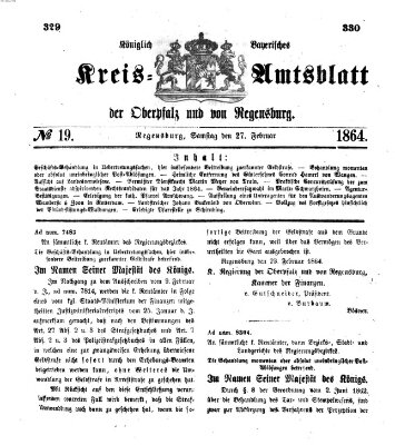 Königlich-bayerisches Kreis-Amtsblatt der Oberpfalz und von Regensburg (Königlich bayerisches Intelligenzblatt für die Oberpfalz und von Regensburg) Samstag 27. Februar 1864