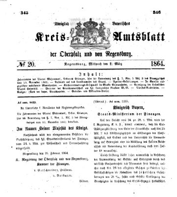 Königlich-bayerisches Kreis-Amtsblatt der Oberpfalz und von Regensburg (Königlich bayerisches Intelligenzblatt für die Oberpfalz und von Regensburg) Mittwoch 2. März 1864