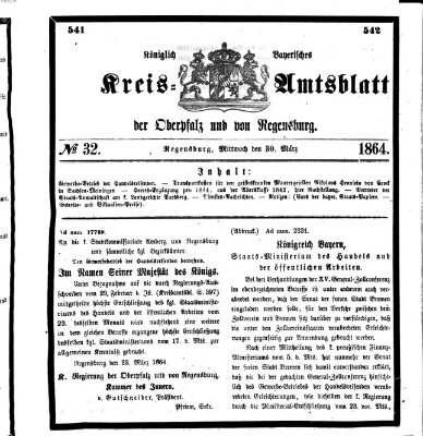 Königlich-bayerisches Kreis-Amtsblatt der Oberpfalz und von Regensburg (Königlich bayerisches Intelligenzblatt für die Oberpfalz und von Regensburg) Mittwoch 30. März 1864