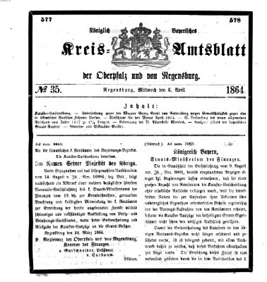 Königlich-bayerisches Kreis-Amtsblatt der Oberpfalz und von Regensburg (Königlich bayerisches Intelligenzblatt für die Oberpfalz und von Regensburg) Mittwoch 6. April 1864