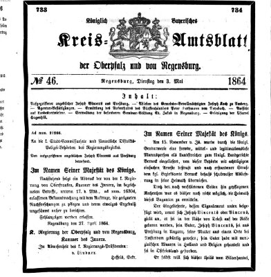 Königlich-bayerisches Kreis-Amtsblatt der Oberpfalz und von Regensburg (Königlich bayerisches Intelligenzblatt für die Oberpfalz und von Regensburg) Dienstag 3. Mai 1864