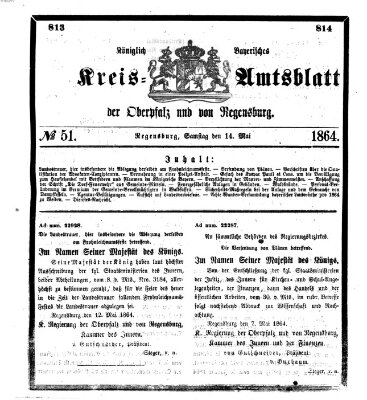 Königlich-bayerisches Kreis-Amtsblatt der Oberpfalz und von Regensburg (Königlich bayerisches Intelligenzblatt für die Oberpfalz und von Regensburg) Samstag 14. Mai 1864