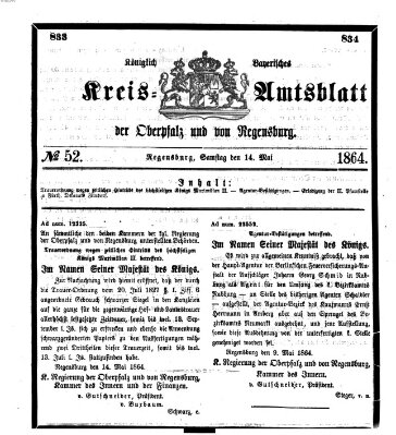 Königlich-bayerisches Kreis-Amtsblatt der Oberpfalz und von Regensburg (Königlich bayerisches Intelligenzblatt für die Oberpfalz und von Regensburg) Samstag 14. Mai 1864