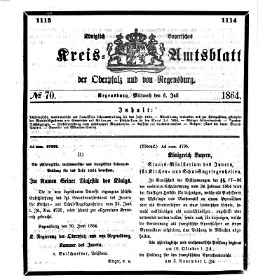 Königlich-bayerisches Kreis-Amtsblatt der Oberpfalz und von Regensburg (Königlich bayerisches Intelligenzblatt für die Oberpfalz und von Regensburg) Mittwoch 6. Juli 1864