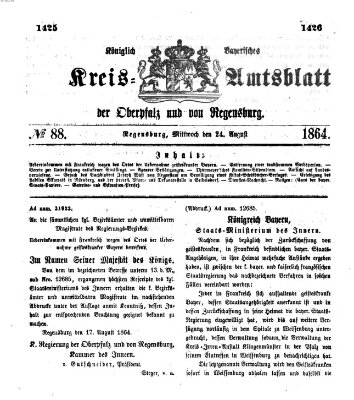 Königlich-bayerisches Kreis-Amtsblatt der Oberpfalz und von Regensburg (Königlich bayerisches Intelligenzblatt für die Oberpfalz und von Regensburg) Mittwoch 24. August 1864