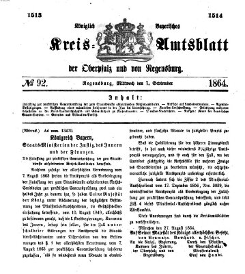 Königlich-bayerisches Kreis-Amtsblatt der Oberpfalz und von Regensburg (Königlich bayerisches Intelligenzblatt für die Oberpfalz und von Regensburg) Mittwoch 7. September 1864
