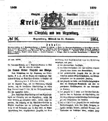 Königlich-bayerisches Kreis-Amtsblatt der Oberpfalz und von Regensburg (Königlich bayerisches Intelligenzblatt für die Oberpfalz und von Regensburg) Mittwoch 21. September 1864