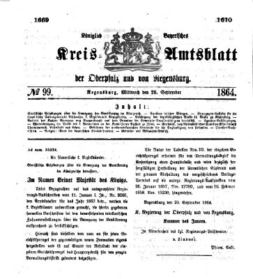 Königlich-bayerisches Kreis-Amtsblatt der Oberpfalz und von Regensburg (Königlich bayerisches Intelligenzblatt für die Oberpfalz und von Regensburg) Mittwoch 28. September 1864