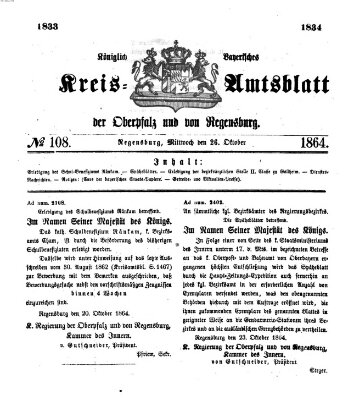 Königlich-bayerisches Kreis-Amtsblatt der Oberpfalz und von Regensburg (Königlich bayerisches Intelligenzblatt für die Oberpfalz und von Regensburg) Mittwoch 26. Oktober 1864